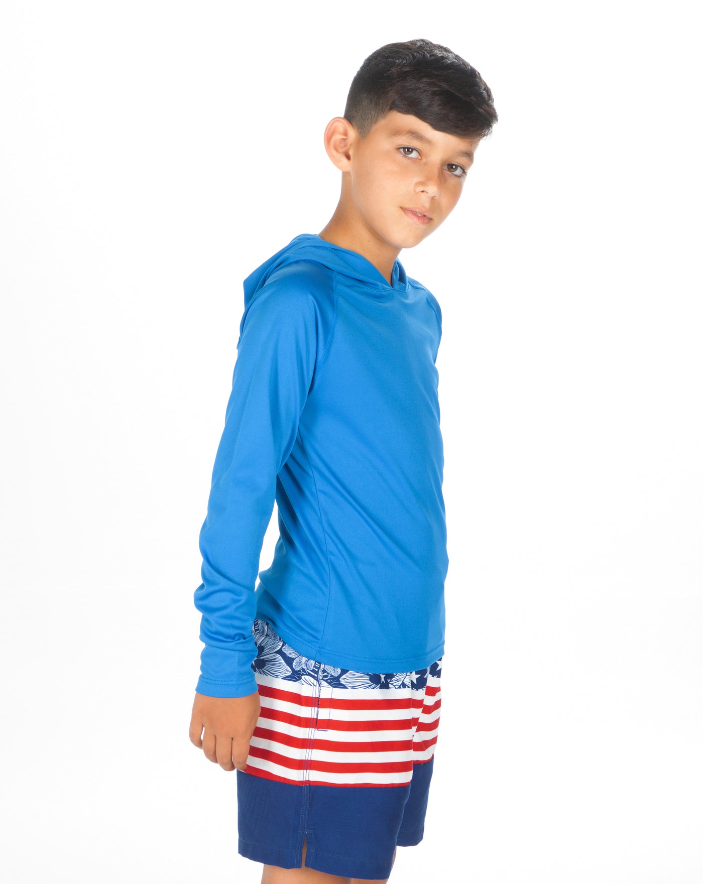 Boys Blue Marlin L/S Performance Hooded Top - Wavelife