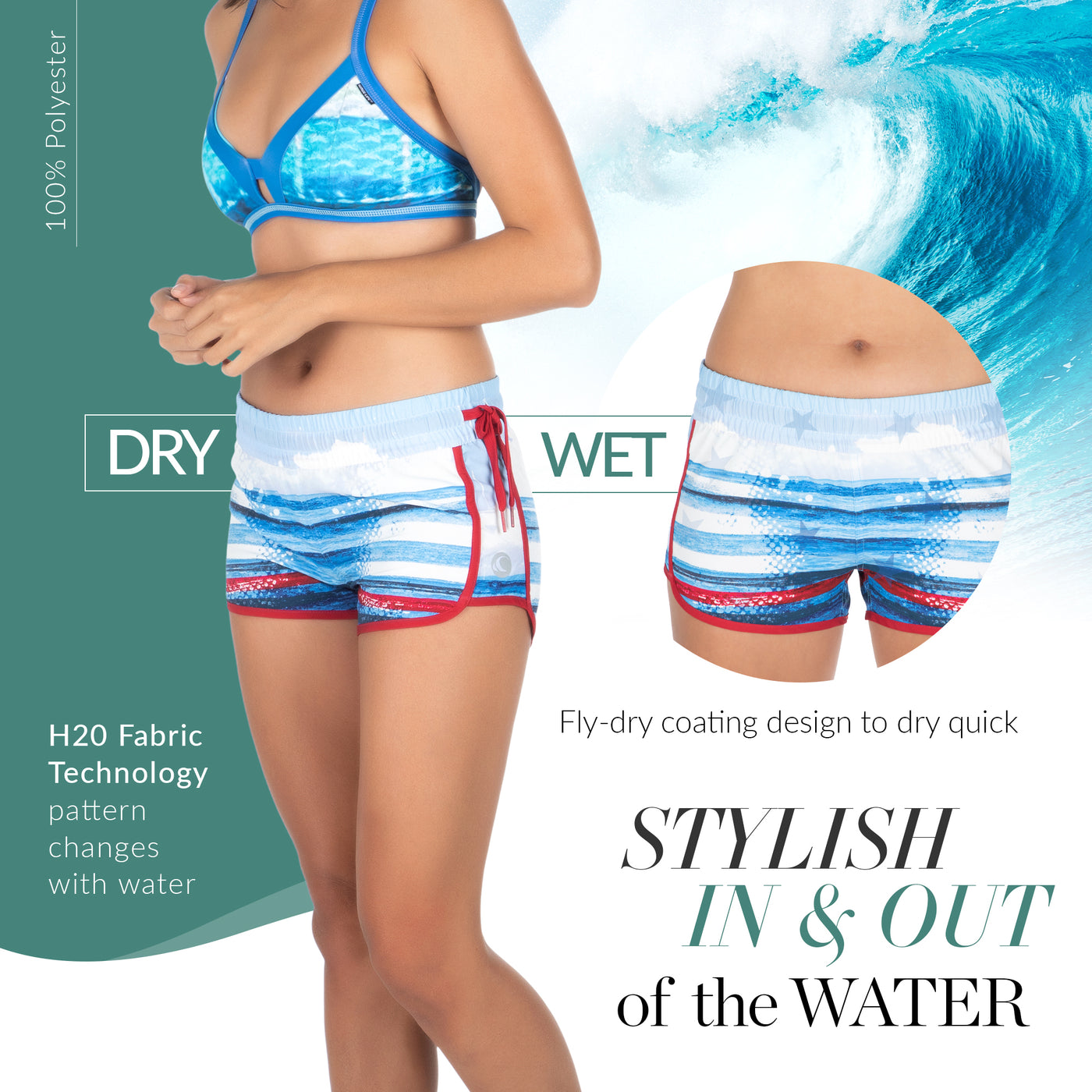 I Salute 5'' H2O Activated Side Tie Ladies Short - Wavelife