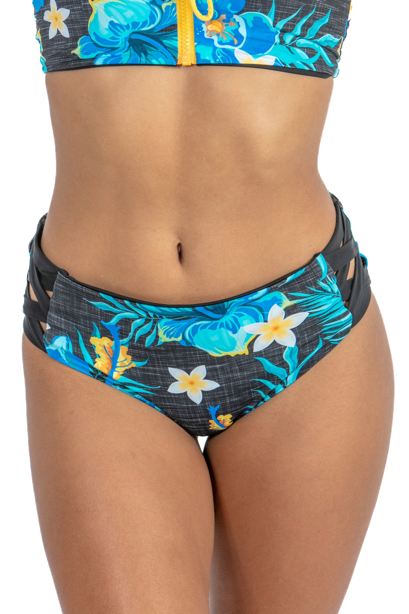 Linen Blossom Reversible Cross Side Bikini Bottom - Wavelife